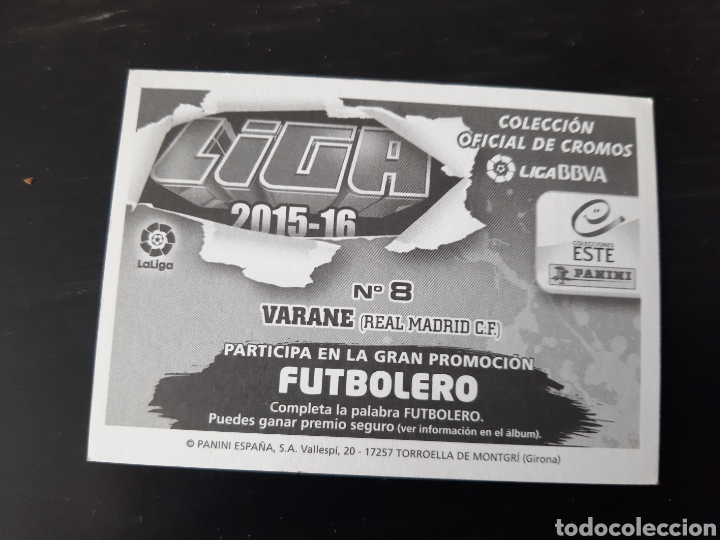 Cromos de f&uacute;tbol: EDICIONES ESTE 2015 2016 VARANE REAL MADRID ERROR CON C.F - Foto 2