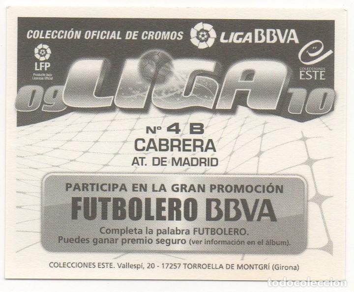 Cromos de f&uacute;tbol: ESTE 09-10 CABRERA. NUNCA PEGADO. - Foto 2