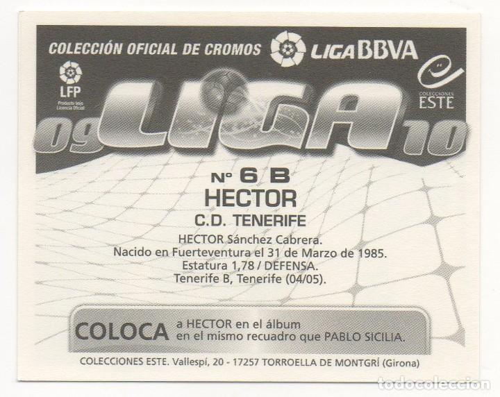 Cromos de f&uacute;tbol: ESTE 09-10 COLOCA H&Eacute;CTOR. NUNCA PEGADO. - Foto 2