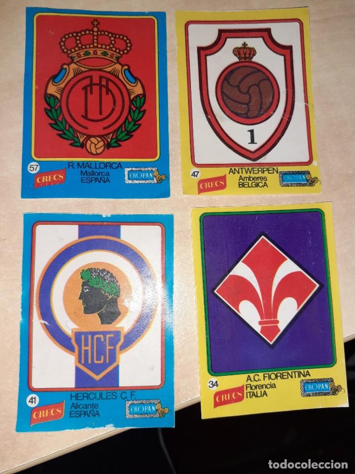 Cromos de F&uacute;tbol: lote de 4 cromos de pl&aacute;stico Crop&aacute;n Crecs.Grandes equipos de Europa.