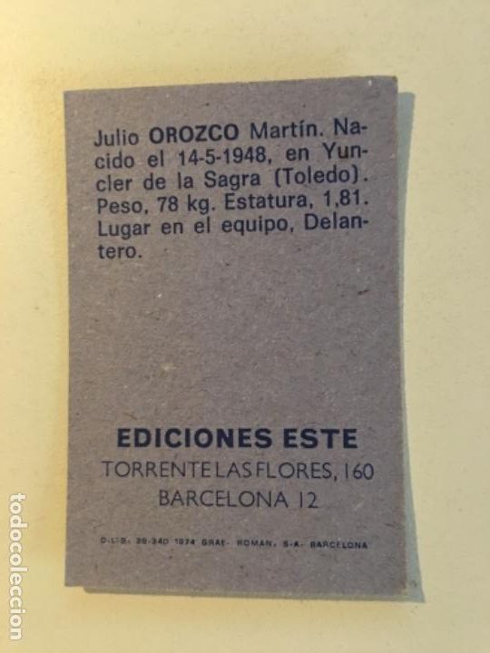Cromos de f&uacute;tbol: Este 74-75 Orozco impecable nunca pegado - Foto 2