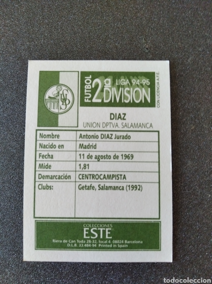 Cromos de f&uacute;tbol: D&iacute;az,Este 94 95 segunda divisi&oacute;n - Foto 2