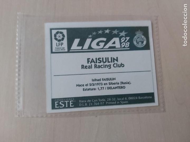 Cromos de f&uacute;tbol: COMPLETA TU ALBUM ESTE 97 98 BAJA FAISULIN - VENTANILLA CON TRASERA COMPLETA - - Foto 2