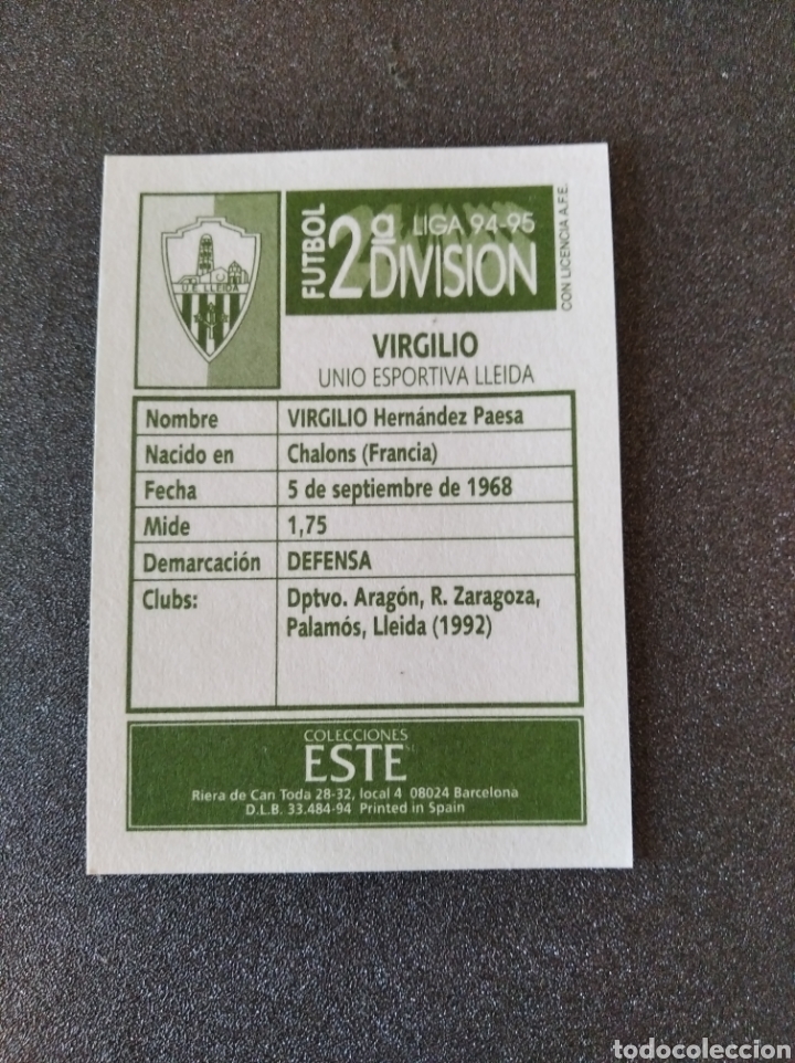 Cromos de f&uacute;tbol: Este 94 95 segunda divisi&oacute;n Virgilio - Foto 2