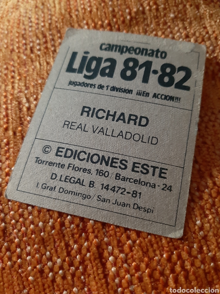 Cromos de f&uacute;tbol: EDICIONES ESTE 81 82 REAL VALLADOLID RICHARD - Foto 2