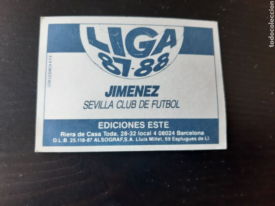 Cromos de f&uacute;tbol: EDICIONES ESTE 87 88 JIMENEZ SEVILLA NUEVO - Foto 2