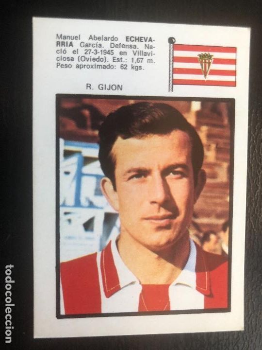 Figurine di Calcio: CROMO FUTBOL NUNCA PEGADO EDITORIAL FHER CAMPEONATO NACIONAL LIGA 71-72 R.GIJON ECHEVARRIA