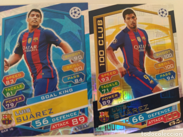 Cromos de f&uacute;tbol: Luis SUAREZ Bar&ccedil;a Match Attax 2016-17 - Foto 3