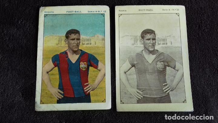 Cromos de F&uacute;tbol: LOTE 2 CROMOS FUTBOL ANTIGUOS.AGUSTIN SANCHO.F.C.BARCELONA.CHOCOLATE JUNCOSA.SPORTS.FOOT-BALL. N&ordm;12