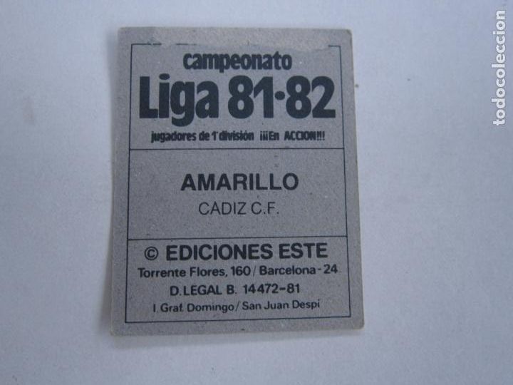 Cromos de f&uacute;tbol: ESTE 81 82 AMARILLO CADIZ M 1981 1982 - Foto 2