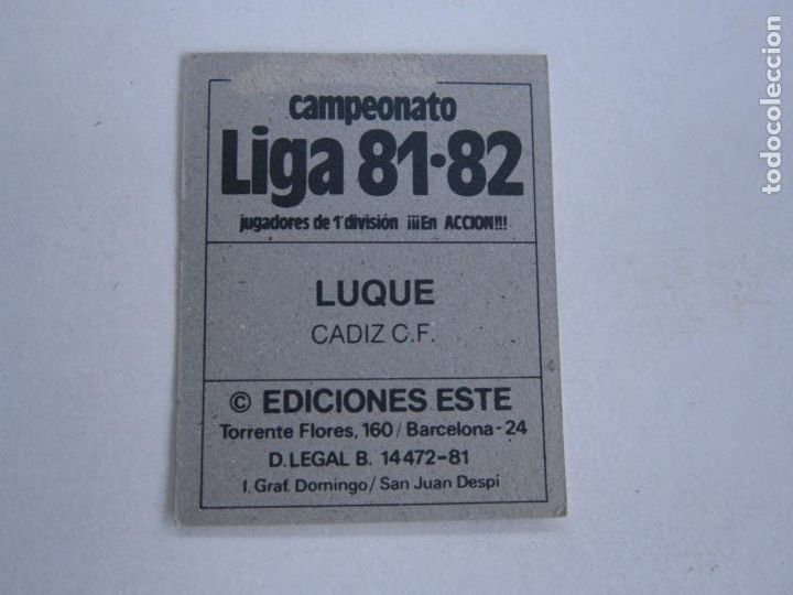 Cromos de f&uacute;tbol: ESTE 81 82 LUQUE CADIZ M 1981 1982 - Foto 2