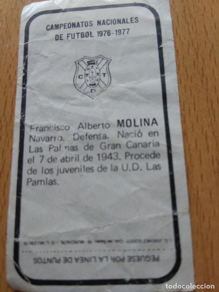 Cromos de f&uacute;tbol: MOLINA - Foto 2