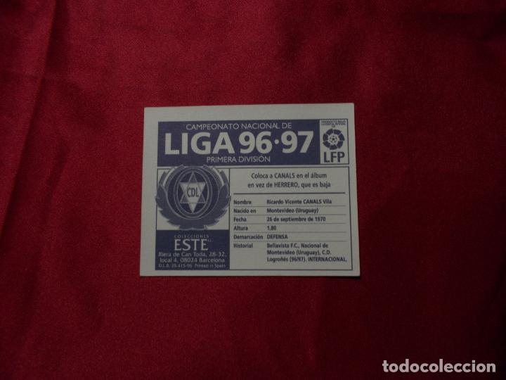 Cromos de f&uacute;tbol: CANALS. C.D LOGRO&Ntilde;ESA. EDICIONES ESTE 96-97. NUNCA PEGADO - Foto 2