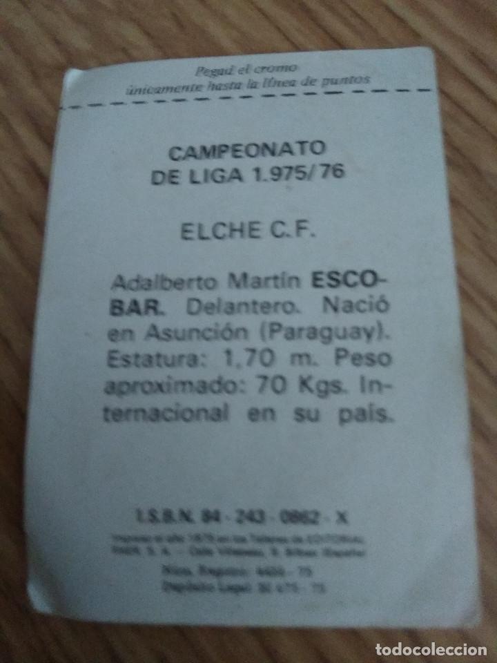 Cromos de f&uacute;tbol: ESCOBAR - Foto 2