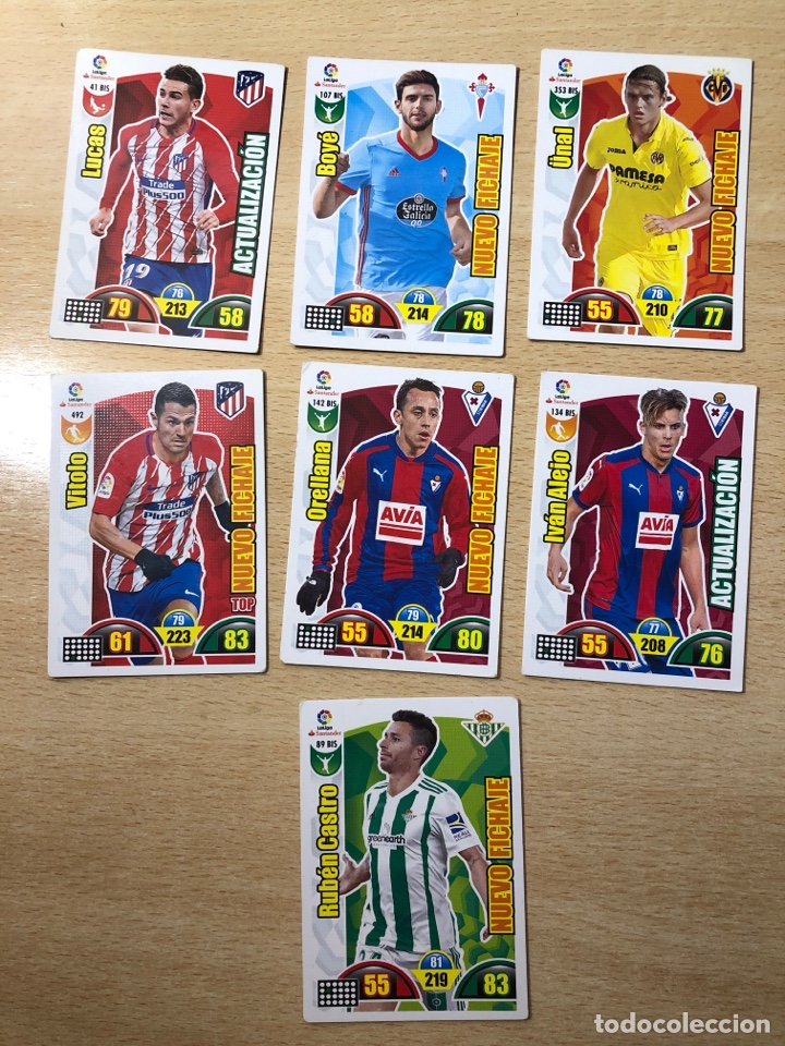 Fu&szlig;ball-Sticker: Lote de 7 fichas nuevo fichaje actualizaci&oacute;n adrenalyn 2017-18