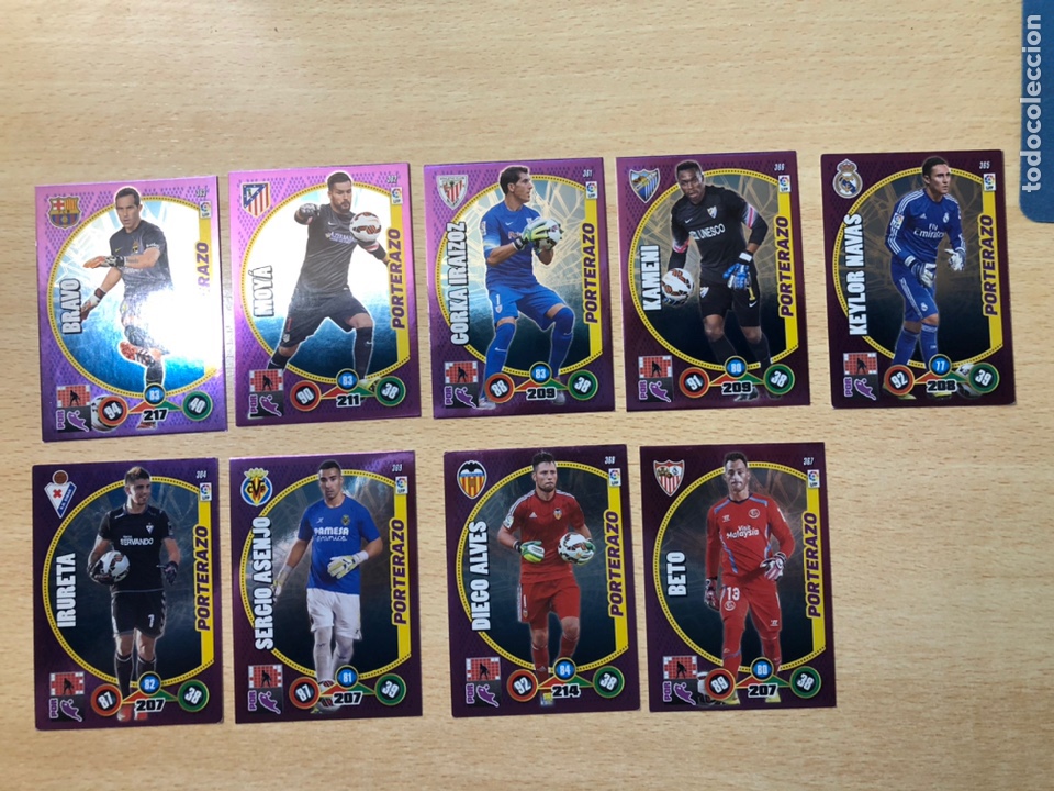 Cromos de Futebol: Lote de 9 cards fichas adrenalyn 2014-15 porterazo