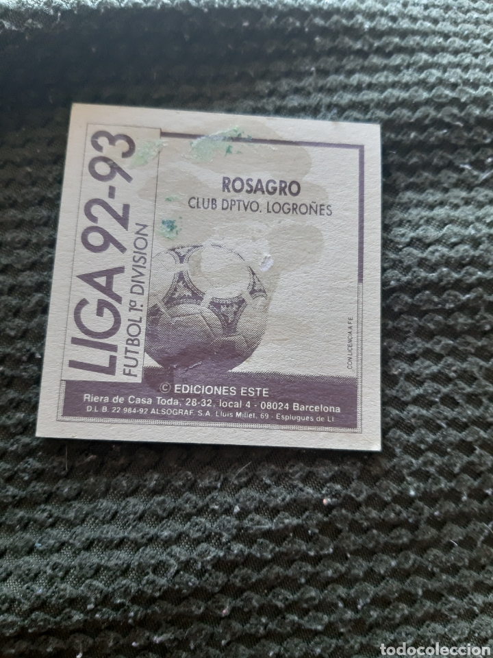 Cromos de f&uacute;tbol: EDICIONES ESTE 92 93 ROSAGRO LOGRO&Ntilde;ES - Foto 2