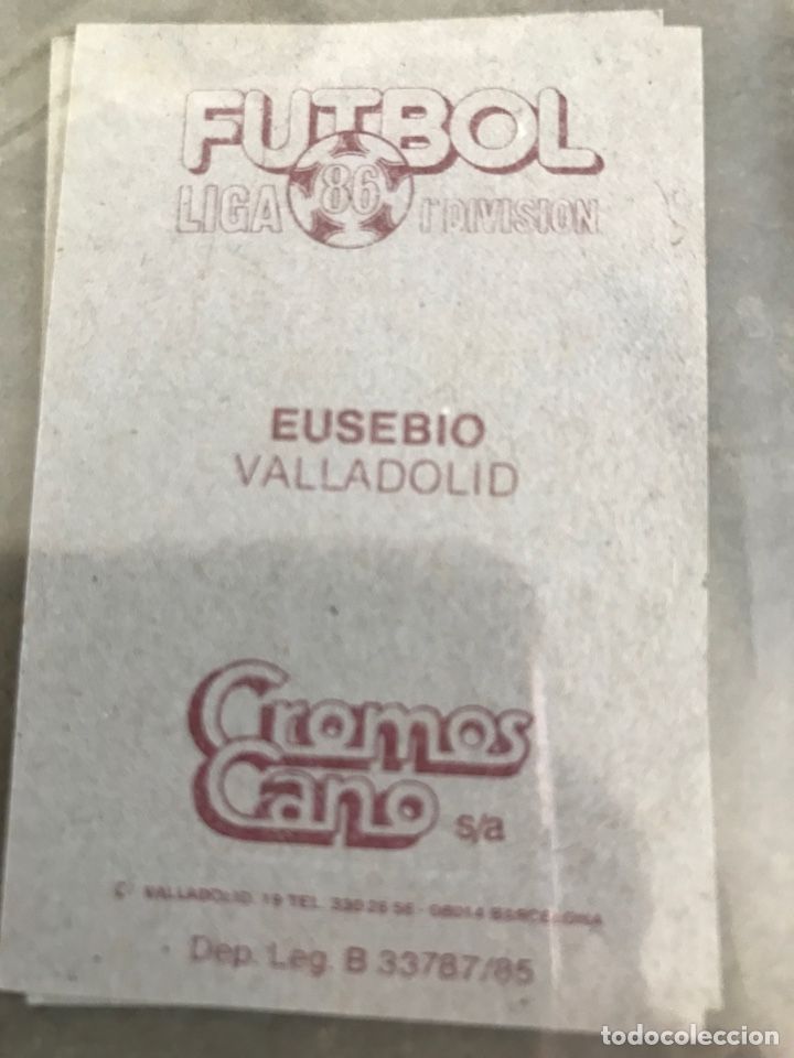 Cromos de f&uacute;tbol: Cromos Cano 85/86 Eusebio Valladolid. Nuevo - Foto 2