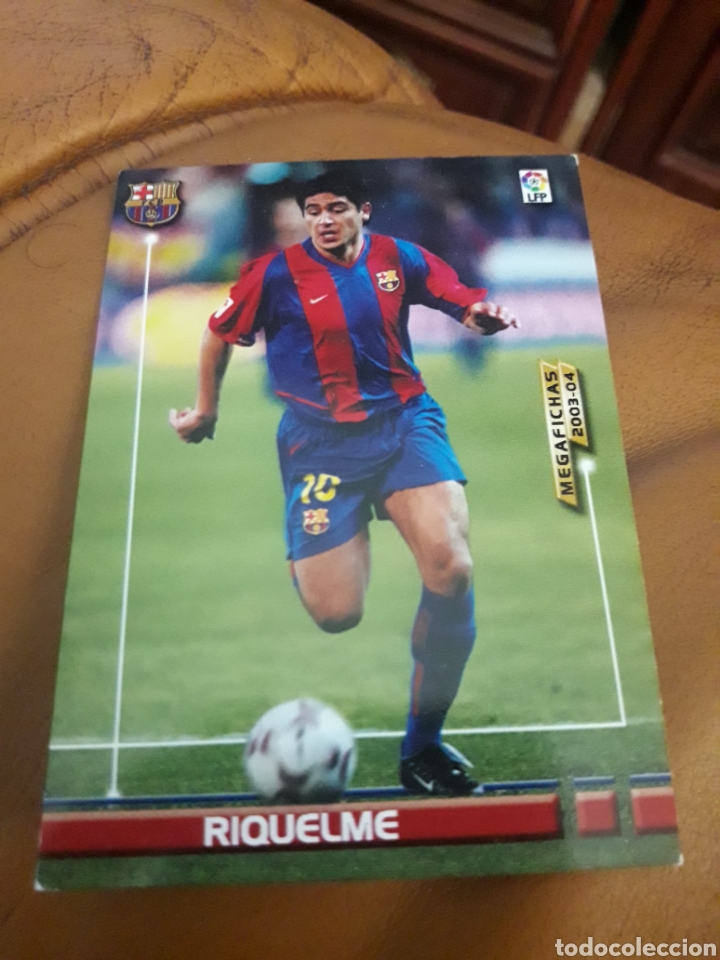 Fu&szlig;ball-Sticker: Panini megafichas Megacracks 2003 2004 03 04 68 Riquelme baja Barcelona