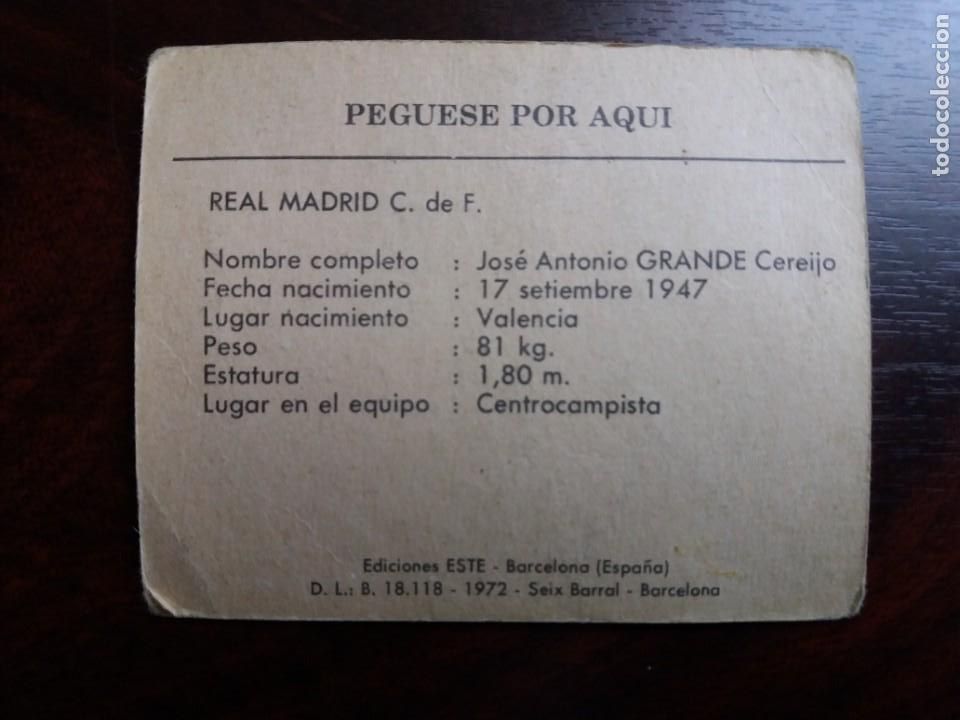 Cromos de f&uacute;tbol: GRANDE. REAL MADRID. EDICIONES ESTE. 1972. - Foto 2