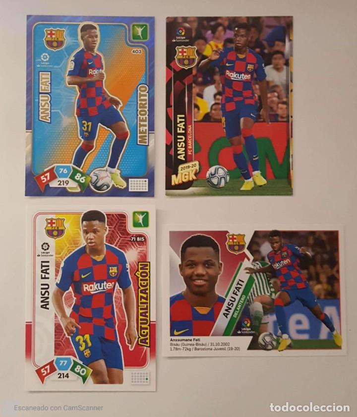 Cromos de f&uacute;tbol: 4 CARDS-ANSU FATI ROOKIE 72 BIS-13 BIS-71 BIS Y 403-PANINI MEGACRACKS 2019-2020