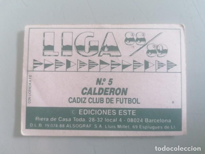 Cromos de f&uacute;tbol: ESTE 88 89 CALDER&Oacute;N TRASERA # SIN PEGAR - Foto 1