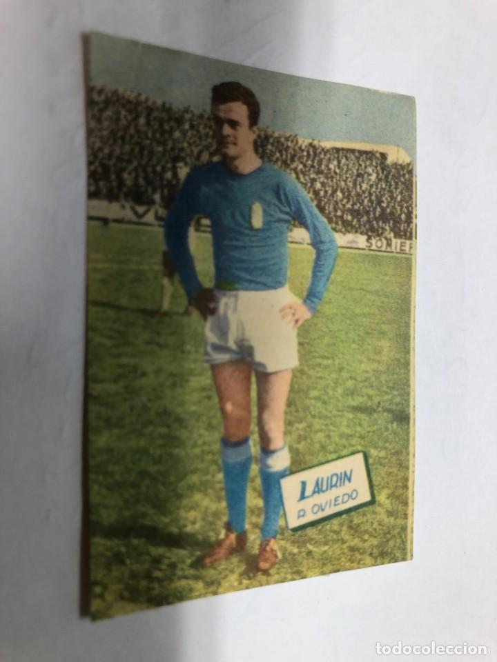 Football Stickers: CROMO FUTBOL EDITORIAL FHER 1960 R.OVIEDO LAURIN DESPEGADO