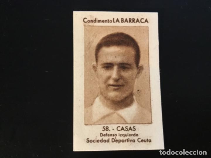 Cromos de F&uacute;tbol: Cromo Futbol Condimentos La Barraca 1941 Sociedad Deportiva Ceuta 58 Casas