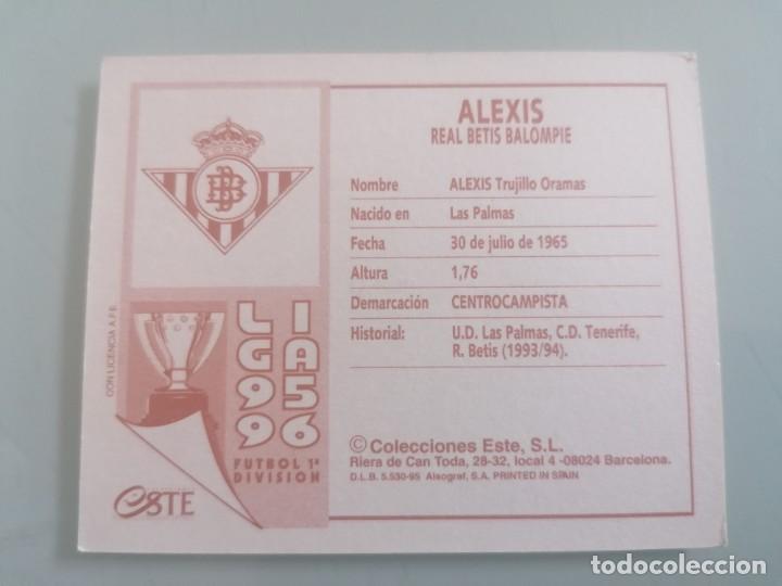 Cromos de f&uacute;tbol: ESTE 95 96 ALEXIS ERROR IMPRESI&Oacute;N SIN PEGAR - Foto 2