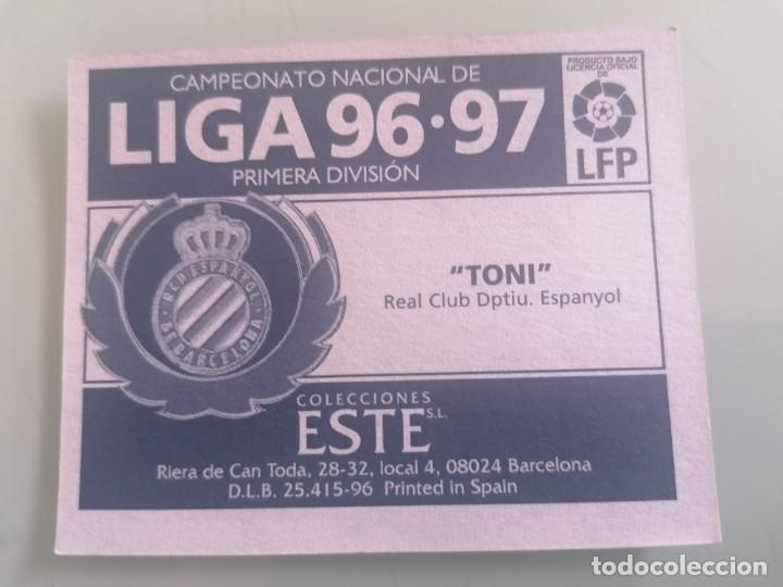 Cromos de f&uacute;tbol: ESTE 96 97 TONI ERROR IMPRESI&Oacute;N SIN PEGAR - Foto 3