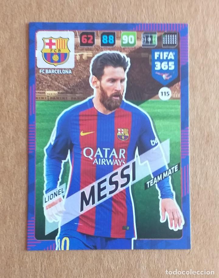 Cromos de f&uacute;tbol: Cromo n&ordm; 115 Messi Barcelona Adrenalyn XL FIFA 365 2017-2018. Nuevo de sobre.