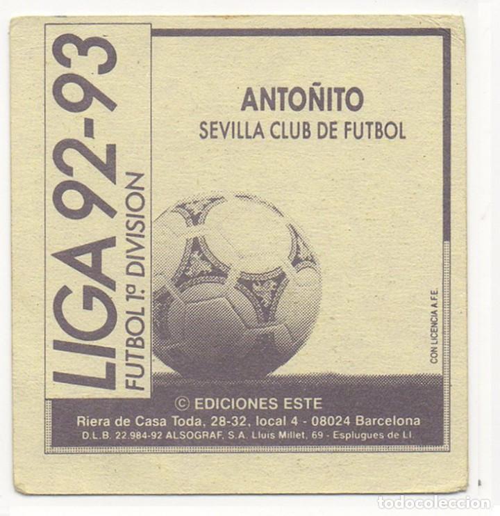 Cromos de f&uacute;tbol: ESTE 92-93 BAJA ANTO&Ntilde;ITO. NUNCA PEGADO - Foto 2