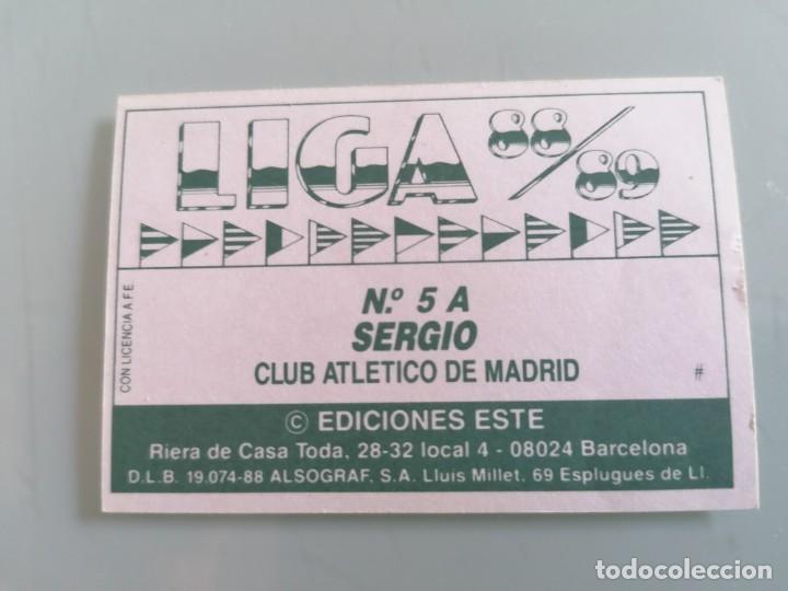 Cromos de f&uacute;tbol: ESTE 88 89 SERGIO 5A TRASERA # SIN PEGAR - Foto 2