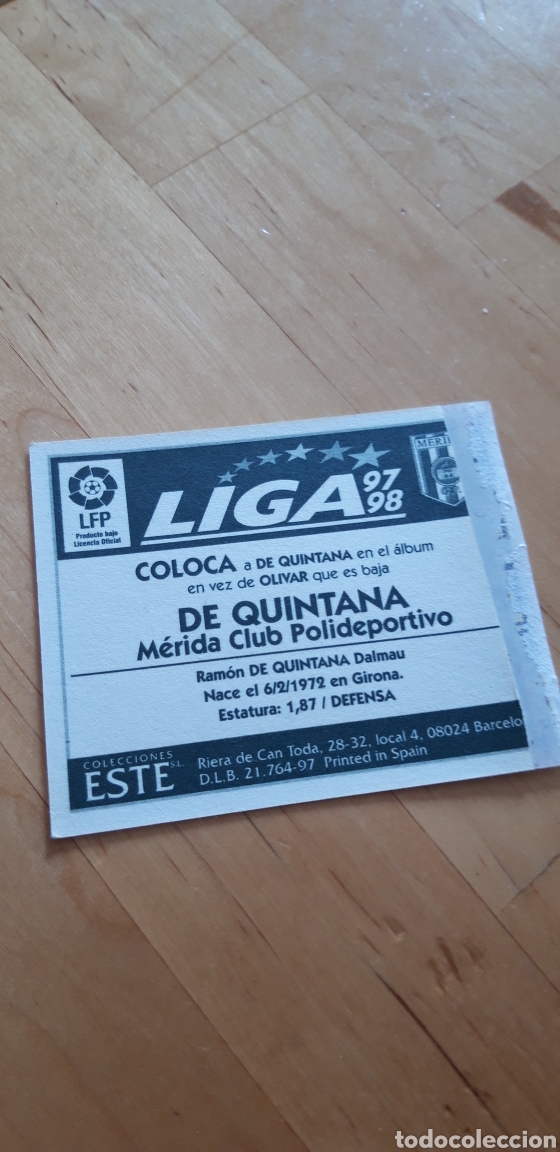 Cromos de f&uacute;tbol: De quintana merida 97 98 1997 1998 ventanilla - Foto 2