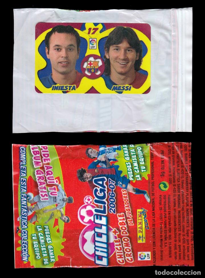 Cromos de F&uacute;tbol: ***IMPRESIONANTE*** MESSI-INIESTA - Cromo 17, Colecci&oacute;n Chicle Liga 2006-07, de bolsillo.