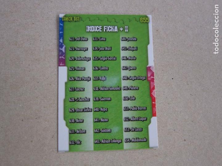 Cromos de f&uacute;tbol: MUNDICROMO FICHAS LIGA 2009 ULTIMA HORA N&ordm; 655 INDICE FICHA + II / INDICE TOP ONCE 08 09 2008