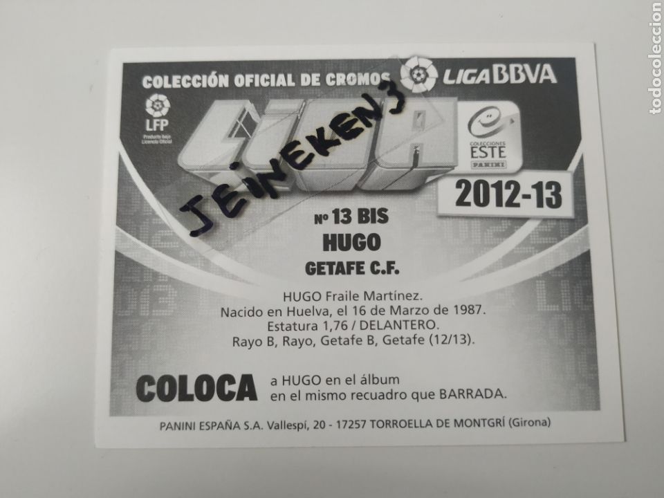 Cromos de f&uacute;tbol: Este 2012/13 13 Bis Hugo (Coloca) Getafe - Foto 2