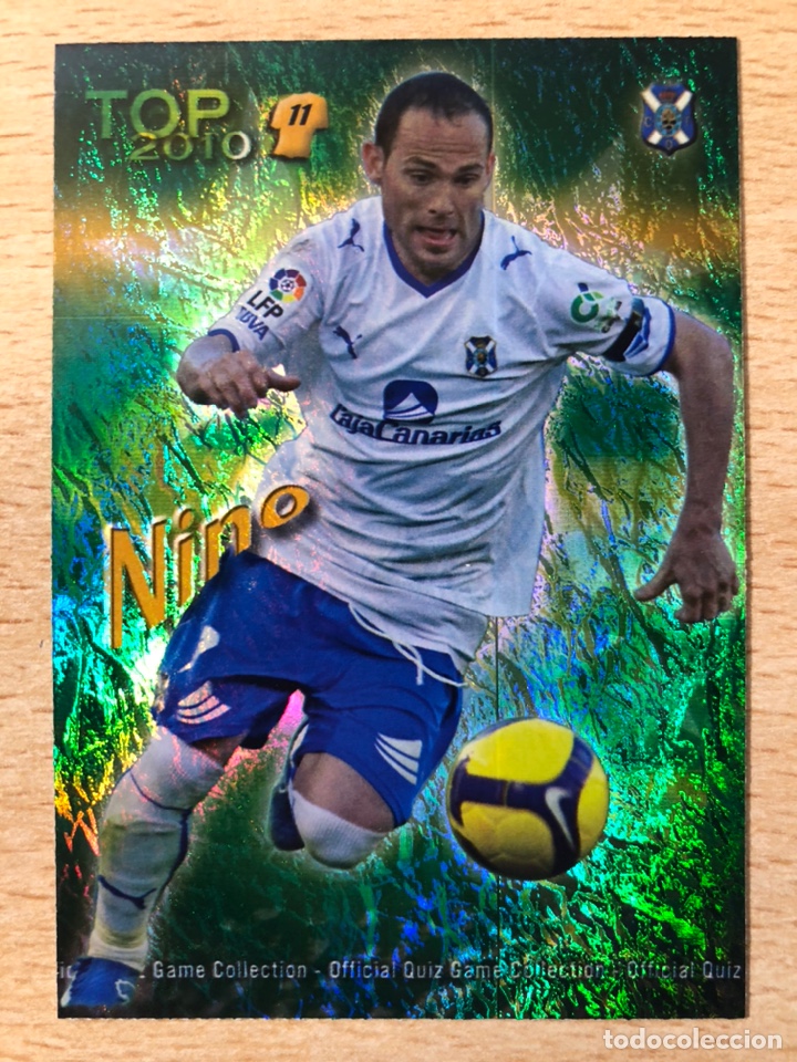 Cromos de Futebol: # 637 Nino Tenerife top 11 Mundicromo 2010 versi&oacute;n verde brillo jaspeado