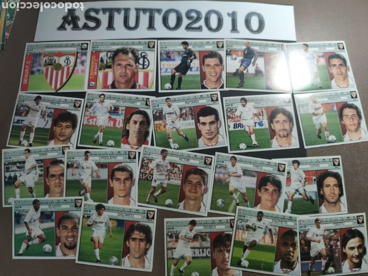 Cromos de F&uacute;tbol: 20 CROMOS DIFERENTES SEVILLA 2001-2002 NUEVOS DE SOBRE LOS DE LA FOTO