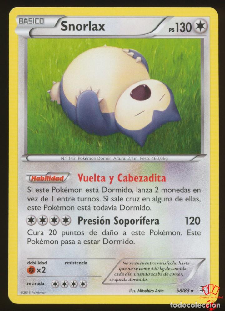Cromos de F&uacute;tbol: #58/83. SNORLAX (Rara) - XY Generaciones (Generations) - Pokemon Trading Card/Carta