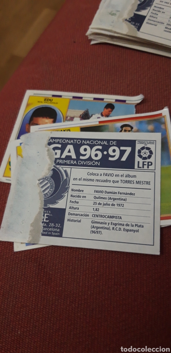 Cromos de f&uacute;tbol: Favio espa&ntilde;ol este 96 97 1996 1997 ventanilla coloca - Foto 2