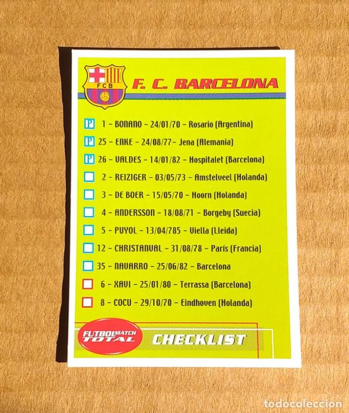 Cromos de F&uacute;tbol: Cromo Check List Barcelona F&Uacute;TBOL MATCH TOTAL LIGA 2002-2003 MAGIC BOX INT.