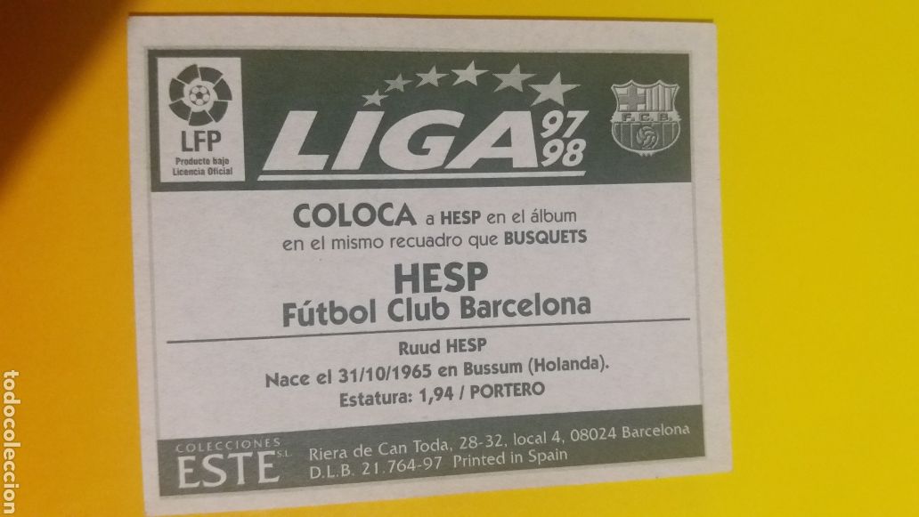 Cromos de f&uacute;tbol: Hesp coloca 97/98 Este.nuevo - Foto 2