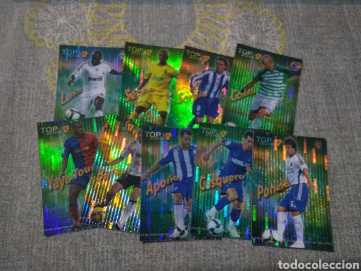 Figurine di Calcio: QUIZ GAME 2010 - NUMERO 6 TOP SECURITY - LOTE DE 9 CARDS NO SAL&Iacute;AN EN LOS SOBRES - CON LASS
