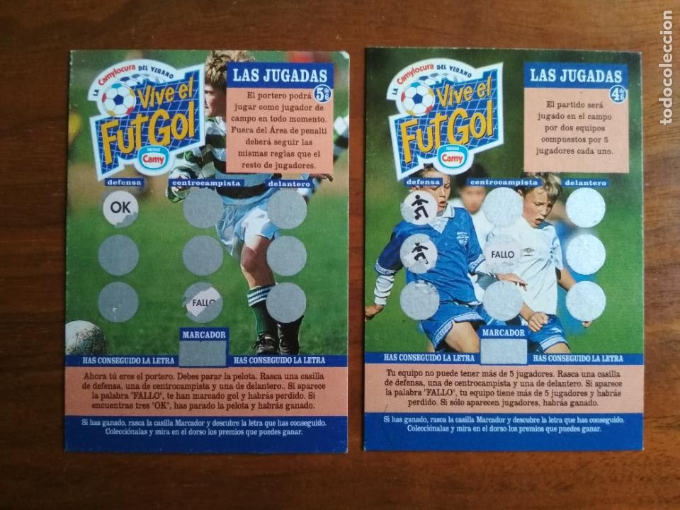 Cromos de f&uacute;tbol: 2 CROMOS VIVE EL FUTGOL CAMY A&Ntilde;OS 80 LAS JUGADAS 4 DE 6 Y 5 DE 6