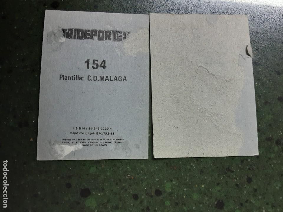 Cromos de f&uacute;tbol: TRIDEPORTE 84, LOS DOS CROMOS DEL C.D. M&Aacute;LAGA - Foto 2