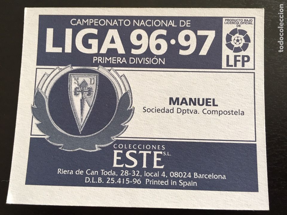 Cromos de f&uacute;tbol: MANUEL - SD Compostela - 96 97 1996 1997 - Ediciones ESTE - nunca pegado - Foto 2
