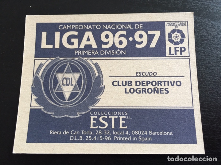 Cromos de f&uacute;tbol: ESCUDO - CD Logro&ntilde;&eacute;s - 96 97 1996 1997 - Ediciones ESTE - nunca pegado - Foto 2