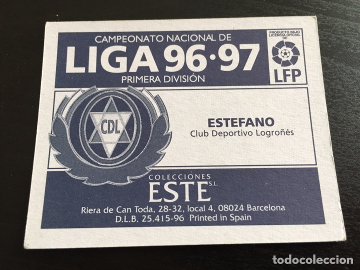 Cromos de f&uacute;tbol: ESTEFANO - CD Logro&ntilde;&eacute;s - 96 97 1996 1997 - Ediciones ESTE - nunca pegado - Foto 2
