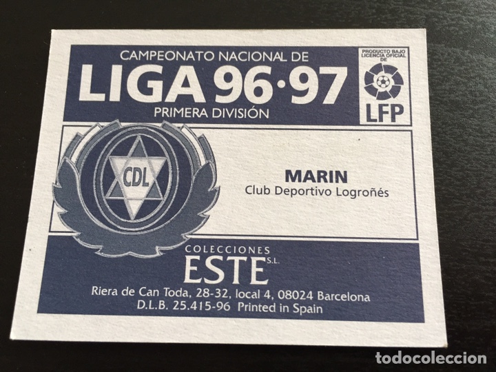 Cromos de f&uacute;tbol: MARIN - CD Logro&ntilde;&eacute;s - 96 97 1996 1997 - Ediciones ESTE - nunca pegado - Foto 2